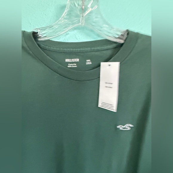 🏷️ NWT Hollister Cotton Icon Core Fit Crew T-Shirt, Green - Picture 3 of 4